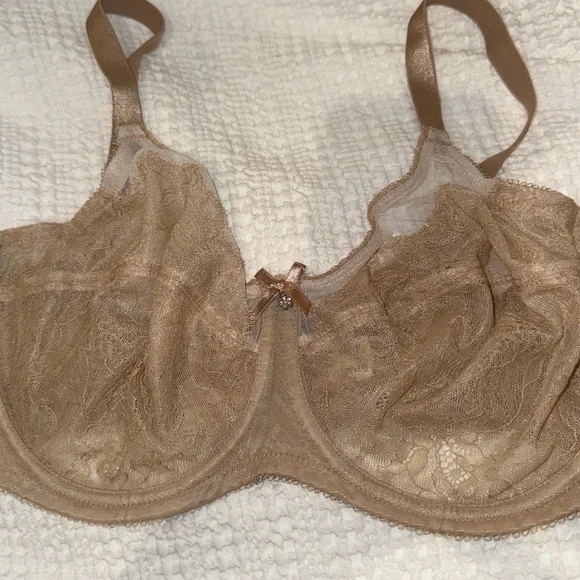 Wacoal Retro Chic 40D Full Coverage Chantilly Lace in Toast unlined underwire - Picture 6 of 15